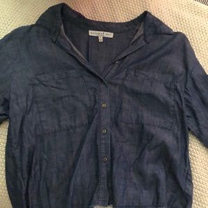 Long sleeve cropped jean shirt
